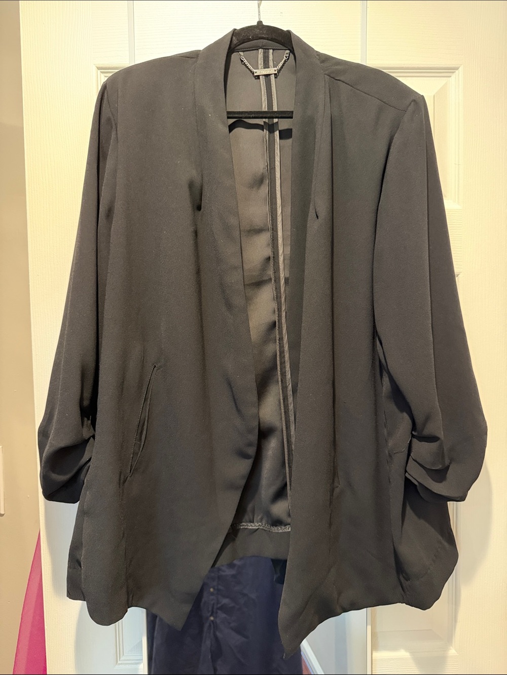 Tahari Black Open-Front Draped Blazer